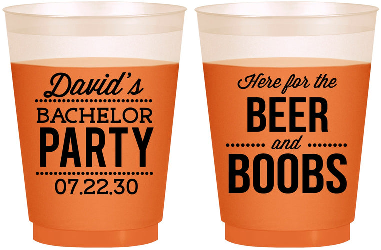Custom Bachelor Party 16 oz Color Changing Frosted Cups - Beer And Boobs | 40027