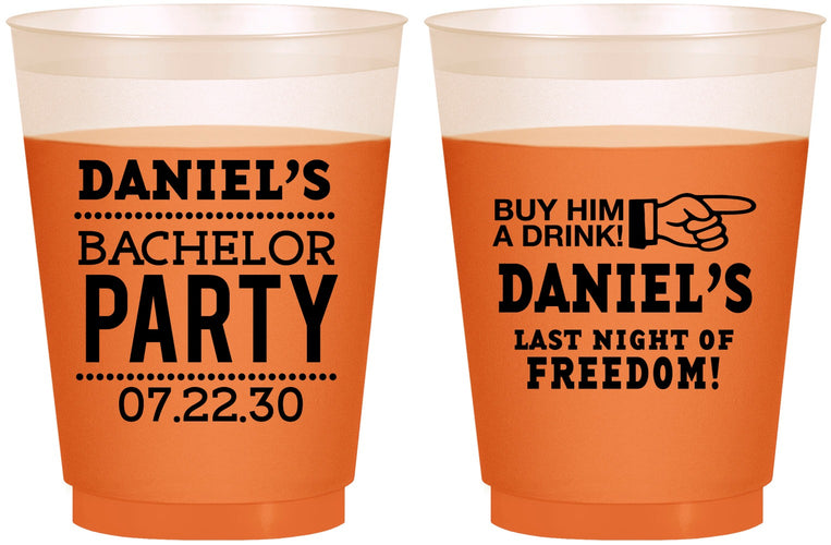 Custom Bachelor Party 16 oz Color Changing Frosted Cups - Last Night Of Freedom | 40029