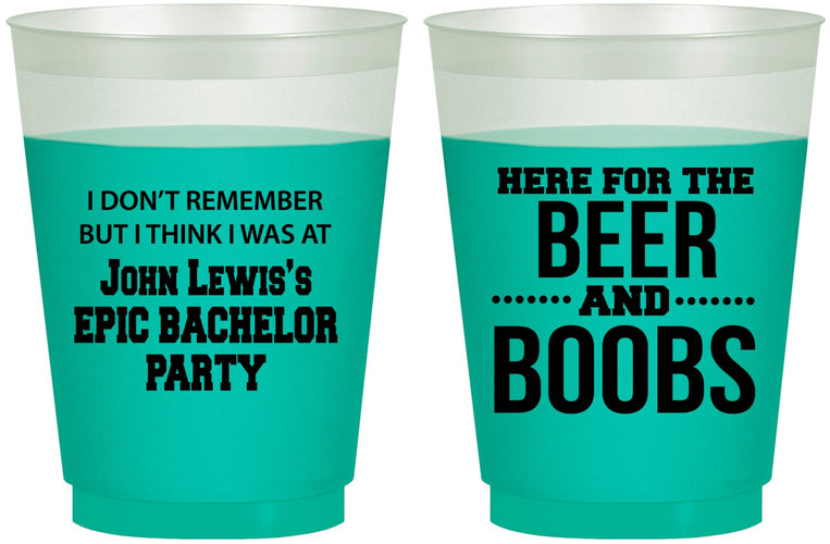 Custom Bachelor Party 16 oz Color Changing Frosted Cups - Beer And Boobs | 40039