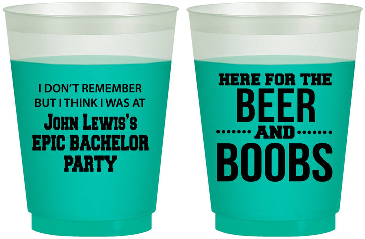 Custom Bachelor Party 16 oz Color Changing Frosted Cups - Beer And Boobs | 40039