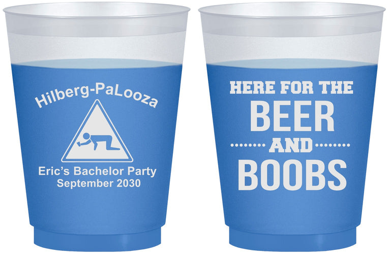 Custom Bachelor Party 16 oz Color Changing Frosted Cups - Beer And Boobs | 40040