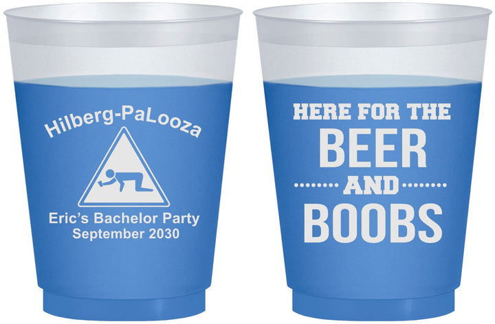 Custom Bachelor Party 16 oz Color Changing Frosted Cups - Beer And Boobs | 40040