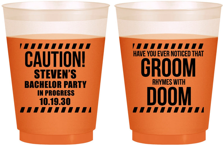 Custom Bachelor Party 16 oz Color Changing Frosted Cups - Groom Rhymes Doom | 40042
