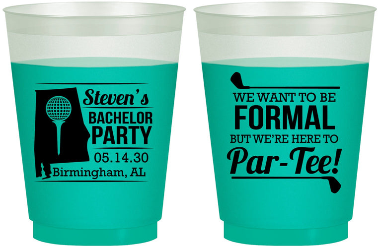 Custom Bachelor Party 16 oz Color Changing Frosted Cups - Golf Par Tee | 40043