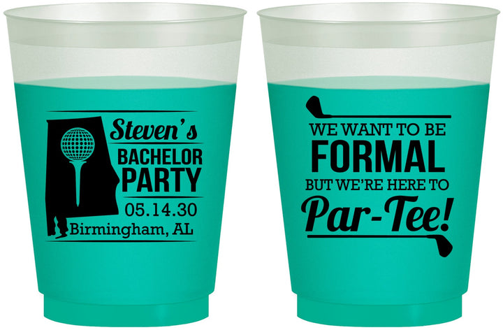 Custom Bachelor Party 16 oz Color Changing Frosted Cups - Golf Par Tee | 40043