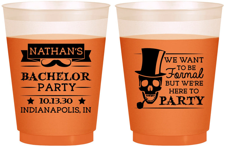 Custom Bachelor Party 16 oz Color Changing Frosted Cups - Formal Skeleton | 40048