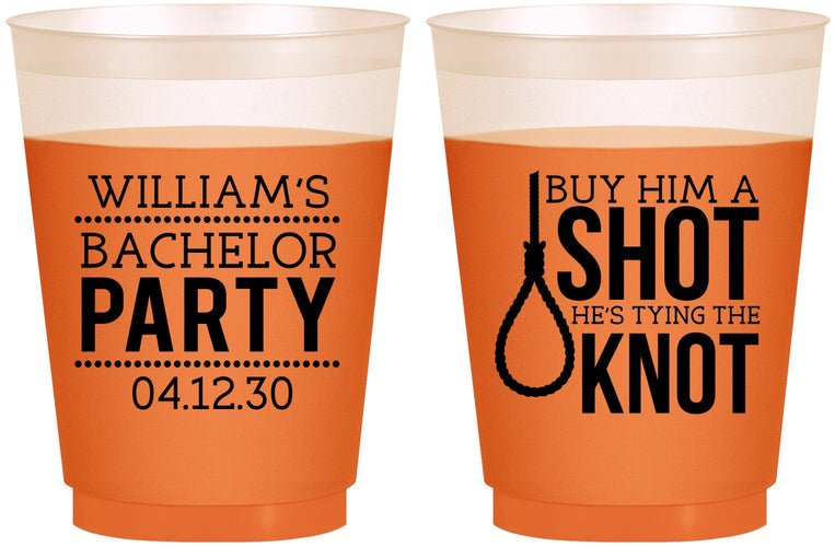 Custom Bachelor Party 16 oz Color Changing Frosted Cups - Buy Him A Shot | 40051