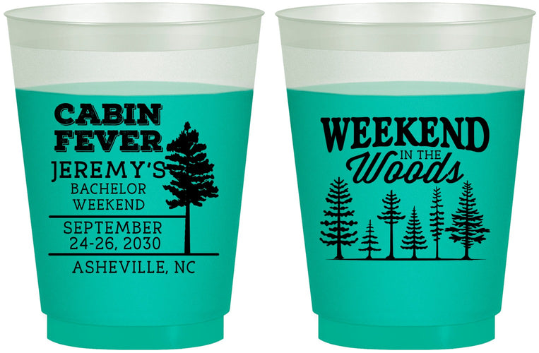 Custom Bachelor Party 16 oz Color Changing Frosted Cups - Camping | 40065