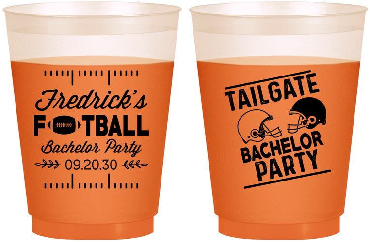 Custom Bachelor Party 16 oz Color Changing Frosted Cups - Football | 40067