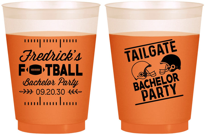 Custom Bachelor Party 16 oz Color Changing Frosted Cups - Football | 40067
