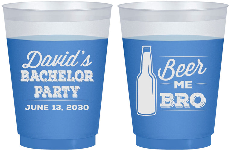 Custom Bachelor Party 16 oz Color Changing Frosted Cups - Beer Me Bro | 40071