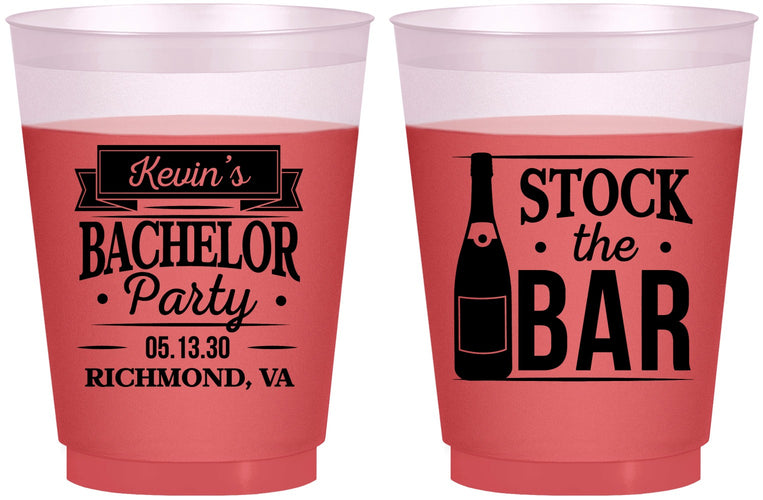 Custom Bachelor Party 16 oz Color Changing Frosted Cups - Stock The Bar | 40073