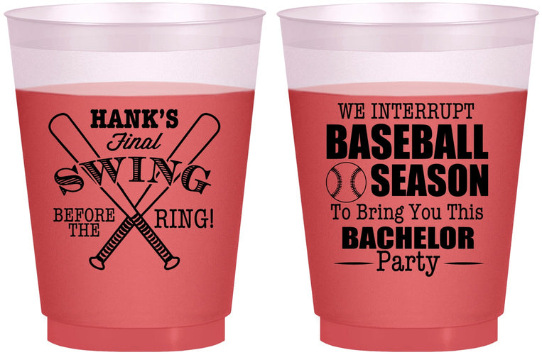 Custom Bachelor Party 16 oz Color Changing Frosted Cups - Baseball | 40075