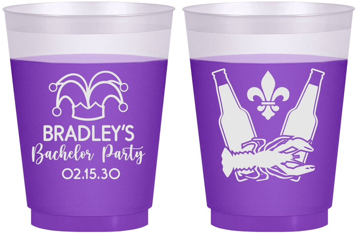 Custom Bachelor Party 16 oz Color Changing Frosted Cups - New Orleans | 40077