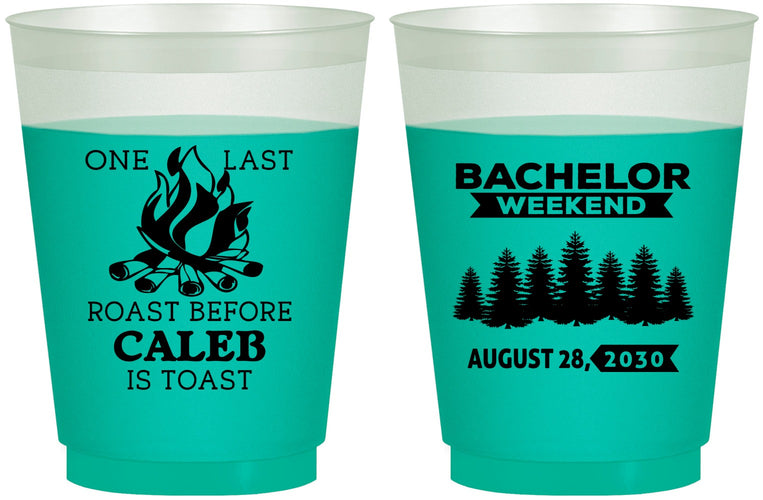 Custom Bachelor Party 16 oz Color Changing Frosted Cups - Camping | 40079