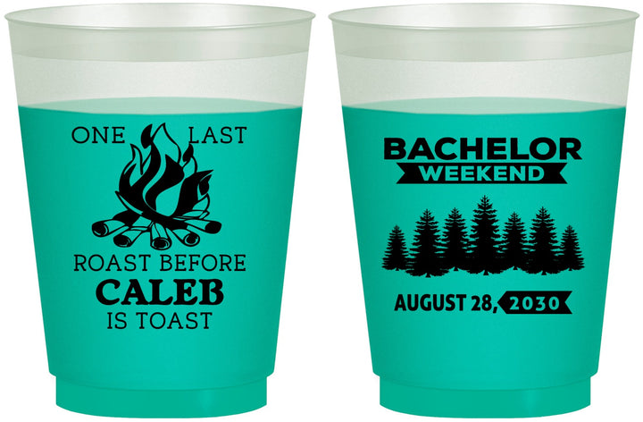 Custom Bachelor Party 16 oz Color Changing Frosted Cups - Camping | 40079