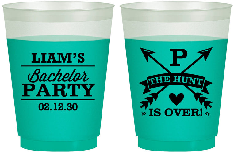 Custom Bachelor Party 16 oz Color Changing Frosted Cups - Hunt Is Over | 40082