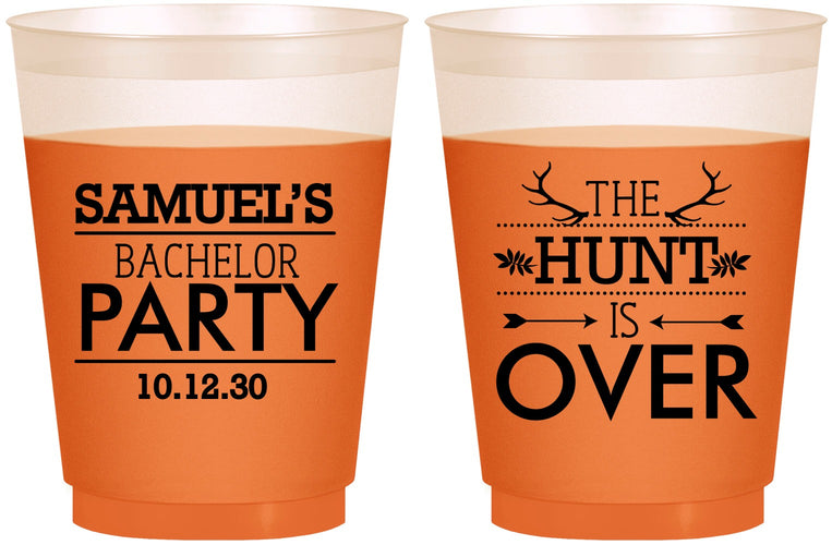Custom Bachelor Party 16 oz Color Changing Frosted Cups - Hunt Is Over | 40084