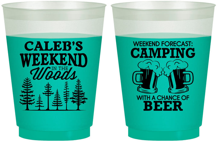 Custom Bachelor Party 16 oz Color Changing Frosted Cups - Camping | 40091