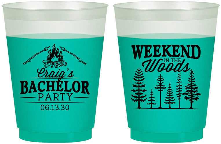 Custom Bachelor Party 16 oz Color Changing Frosted Cups - Camping | 40093