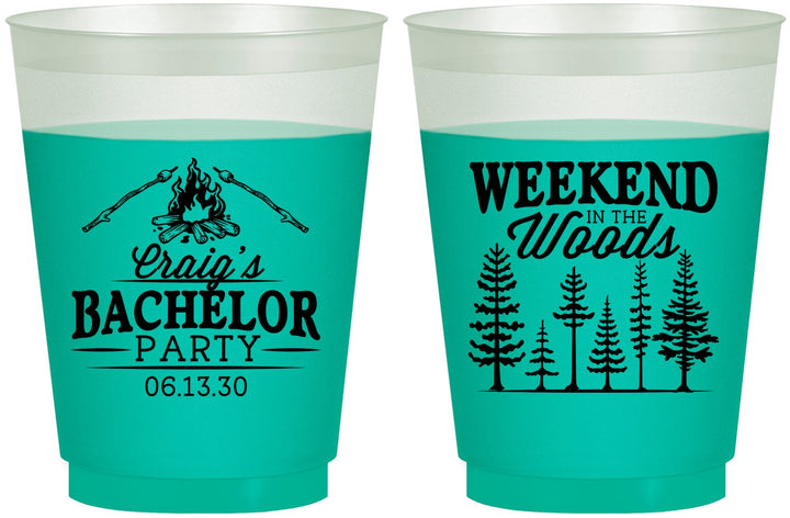 Custom Bachelor Party 16 oz Color Changing Frosted Cups - Camping | 40093