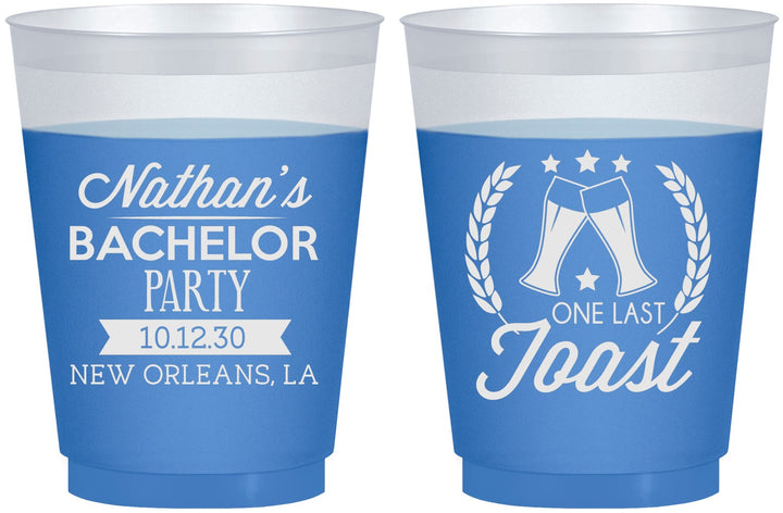 Custom Bachelor Party 16 oz Color Changing Frosted Cups - One Last Toast | 40095