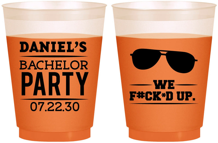 Custom Bachelor Party 16 oz Color Changing Frosted Cups - We Fucked Up | 40099