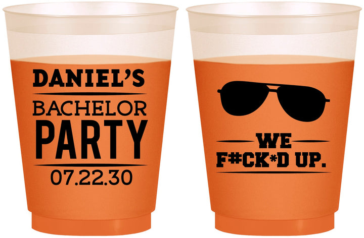 Custom Bachelor Party 16 oz Color Changing Frosted Cups - We Fucked Up | 40099