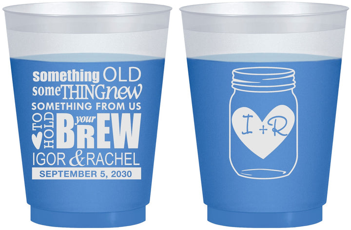 Custom Wedding 16 oz Color Changing Frosted Cups - Something Old Something New | 401