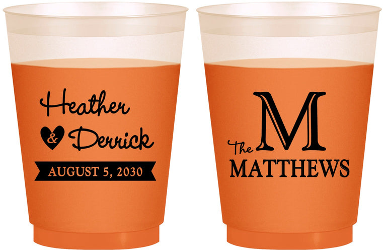 Custom Wedding 16 oz Color Changing Frosted Cups - Monogram | 402