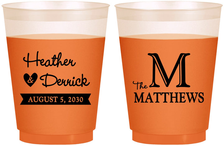 Custom Wedding 16 oz Color Changing Frosted Cups - Monogram | 402