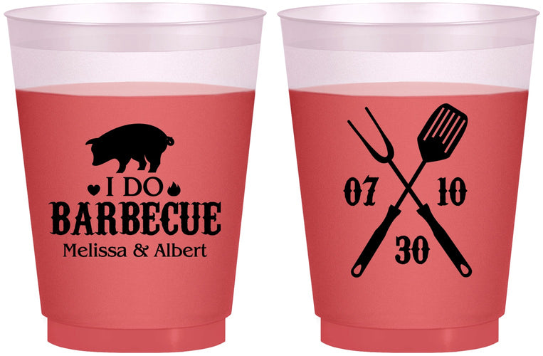 Custom Wedding 16 oz Color Changing Frosted Cups - I Do Barbecue Bbq | 410