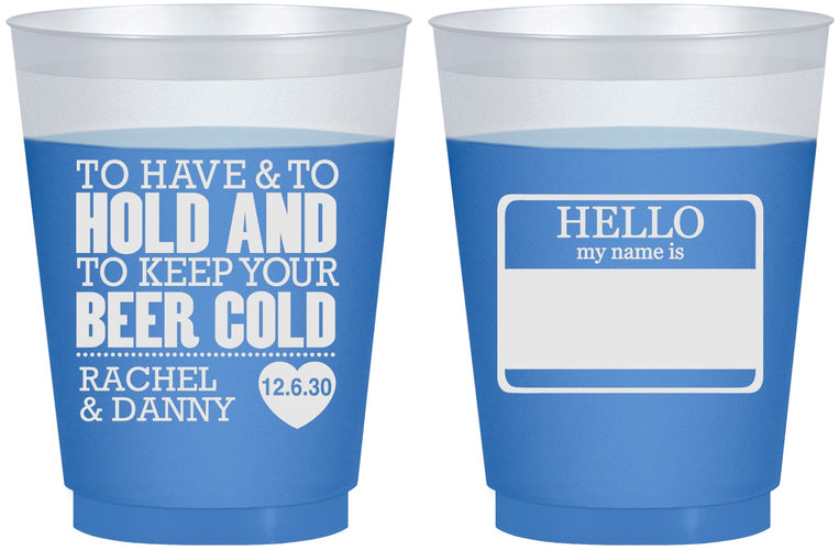 Custom Wedding 16 oz Color Changing Frosted Cups - Hello My Name Is | 418