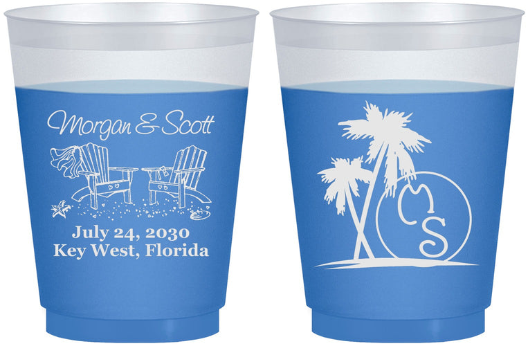 Custom Wedding 16 oz Color Changing Frosted Cups - Beach | 423