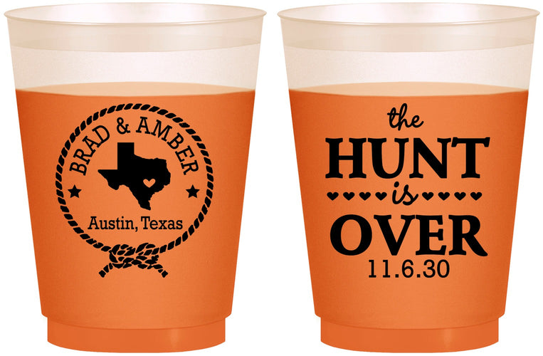 Custom Wedding 16 oz Color Changing Frosted Cups - The Hunt Is Over | 426