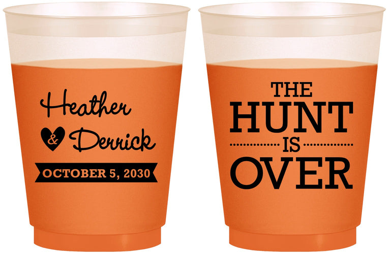 Custom Wedding 16 oz Color Changing Frosted Cups - The Hunt Is Over | 427