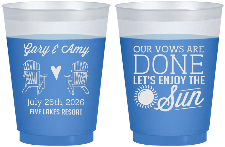 Custom Wedding 16 oz Color Changing Frosted Cups - Vows Are Done Enjoy Sun | 428