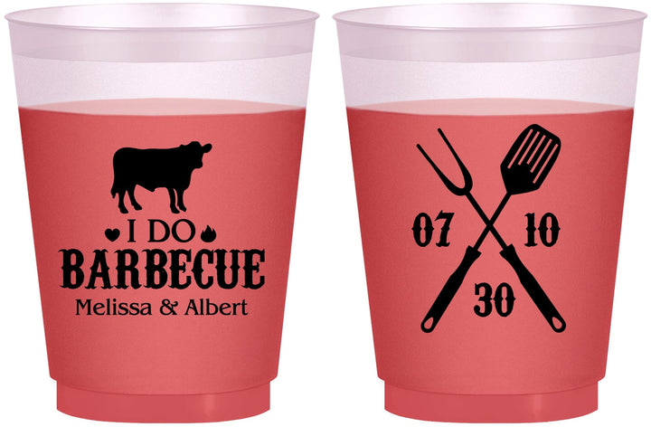 Custom Wedding 16 oz Color Changing Frosted Cups - I Do Barbecue Bbq | 433