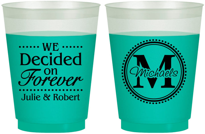 Custom Wedding 16 oz Color Changing Frosted Cups - Monogram | 435