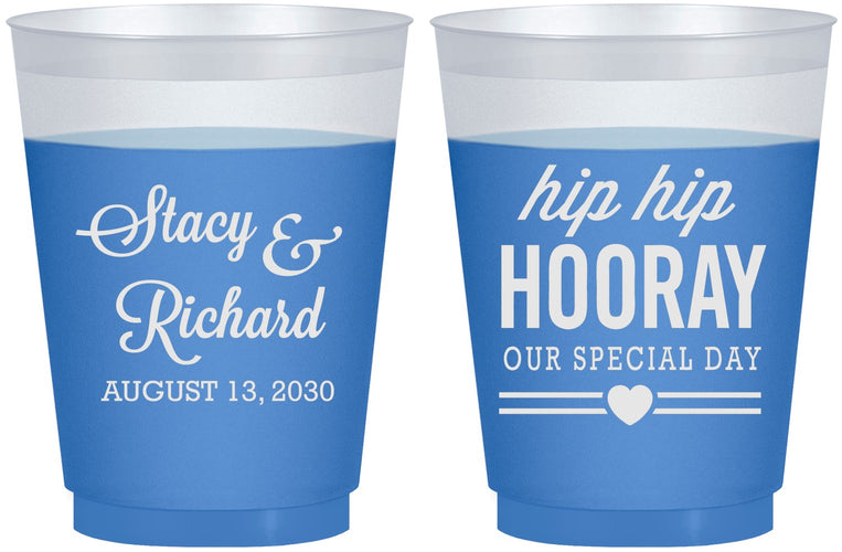 Custom Wedding 16 oz Color Changing Frosted Cups - Hip Hop Hooray | 436