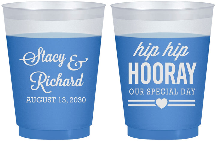 Custom Wedding 16 oz Color Changing Frosted Cups - Hip Hop Hooray | 436