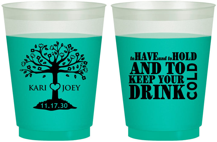 Custom Wedding 16 oz Color Changing Frosted Cups - To Have And To Hold | 438
