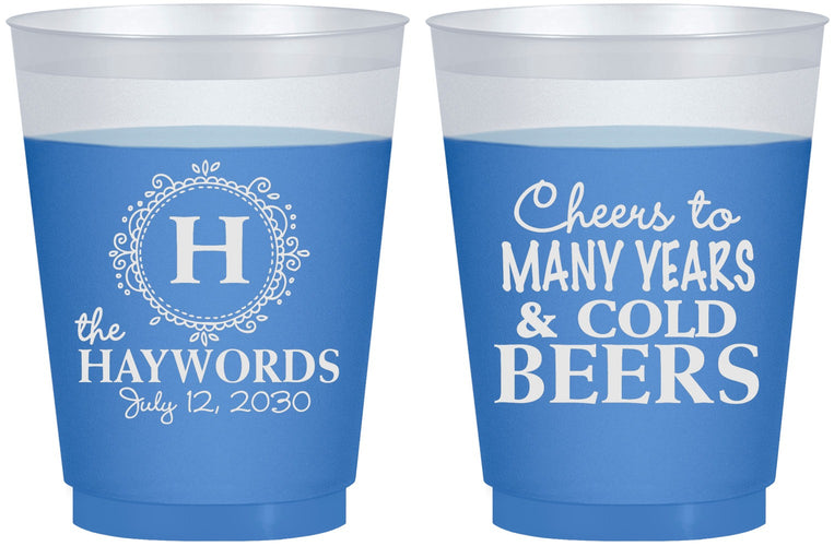 Custom Wedding 16 oz Color Changing Frosted Cups - Cheers To Cold Beers | 439