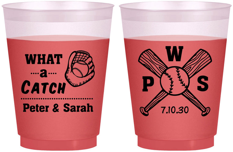 Custom Wedding 16 oz Color Changing Frosted Cups - Baseball | 443