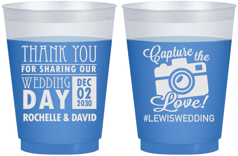 Custom Wedding 16 oz Color Changing Frosted Cups - Capture The Love | 444