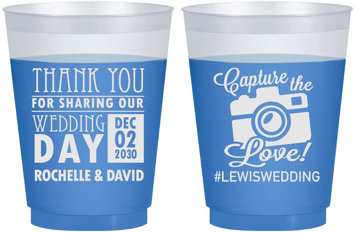 Custom Wedding 16 oz Color Changing Frosted Cups - Capture The Love | 444