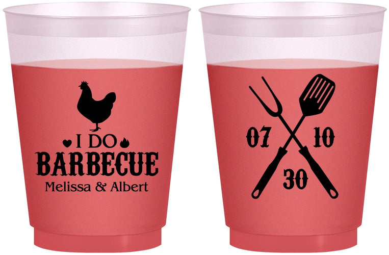Custom Wedding 16 oz Color Changing Frosted Cups - I Do Barbecue Bbq | 445