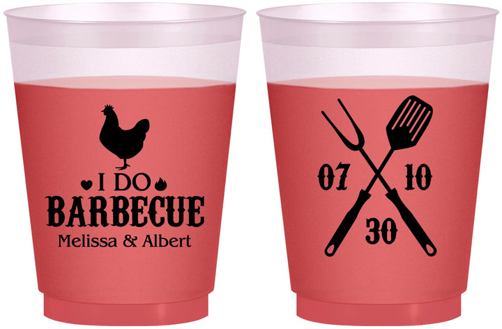 Custom Wedding 16 oz Color Changing Frosted Cups - I Do Barbecue Bbq | 445
