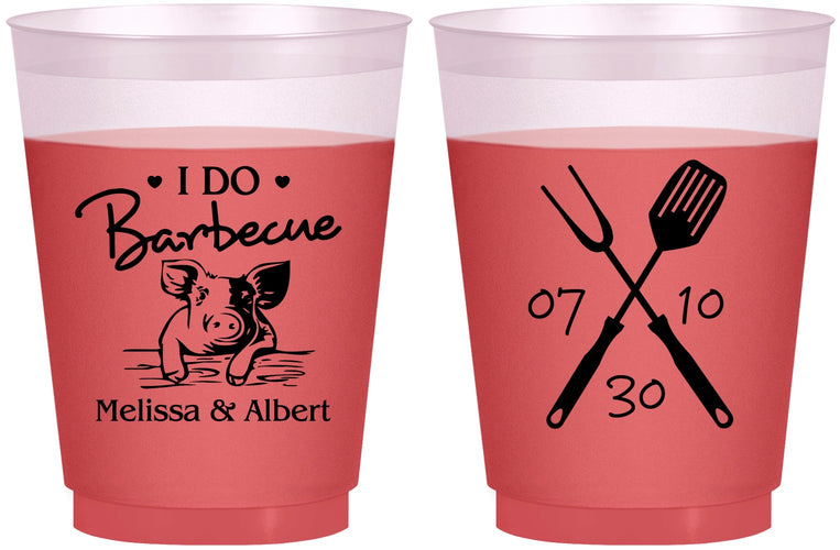 Custom Wedding 16 oz Color Changing Frosted Cups - I Do Barbecue Bbq | 446