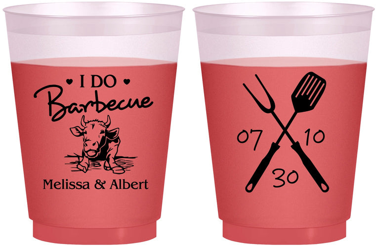 Custom Wedding 16 oz Color Changing Frosted Cups - I Do Barbecue Bbq | 447